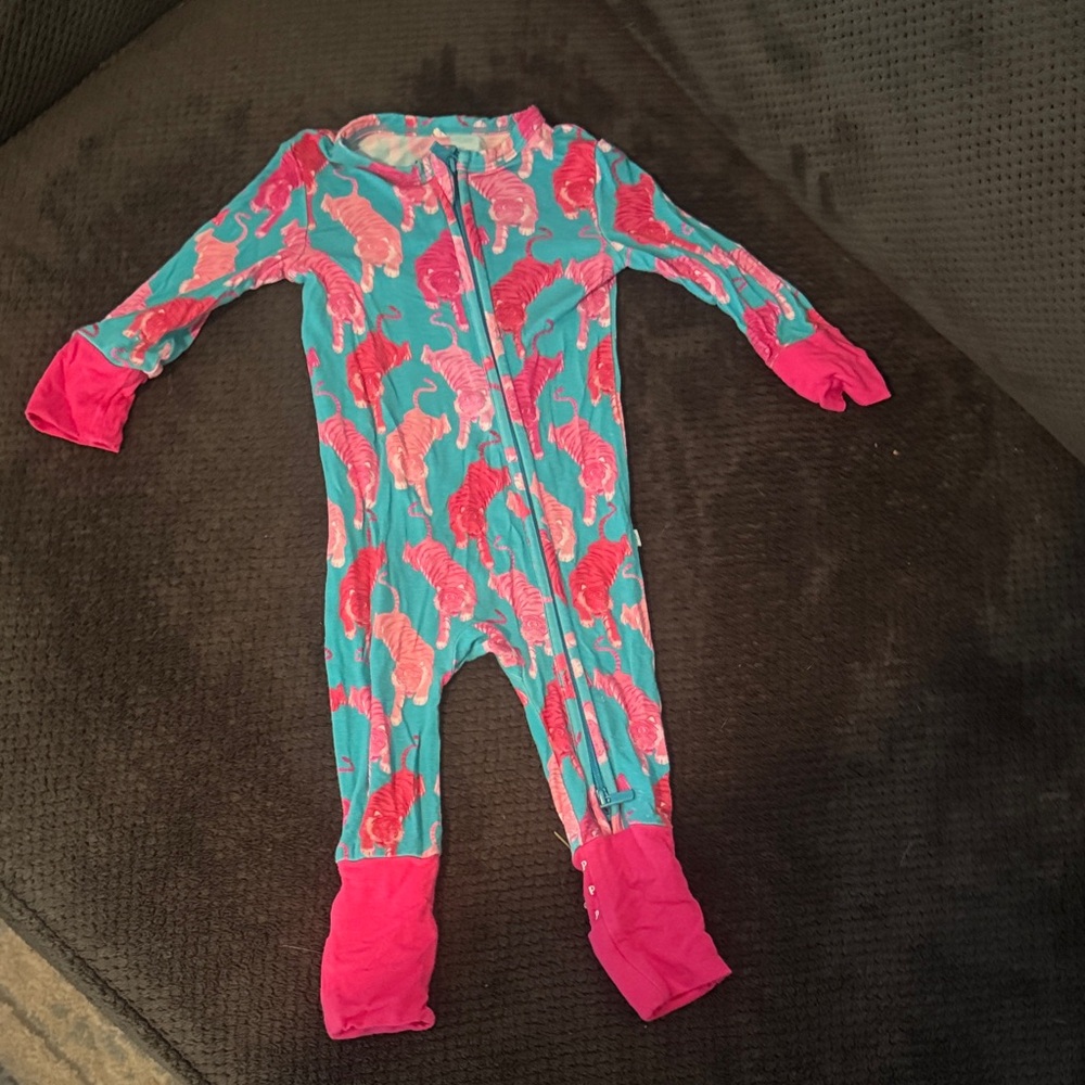 Posh Peanut Pink and Blue Dinosaur Footie
